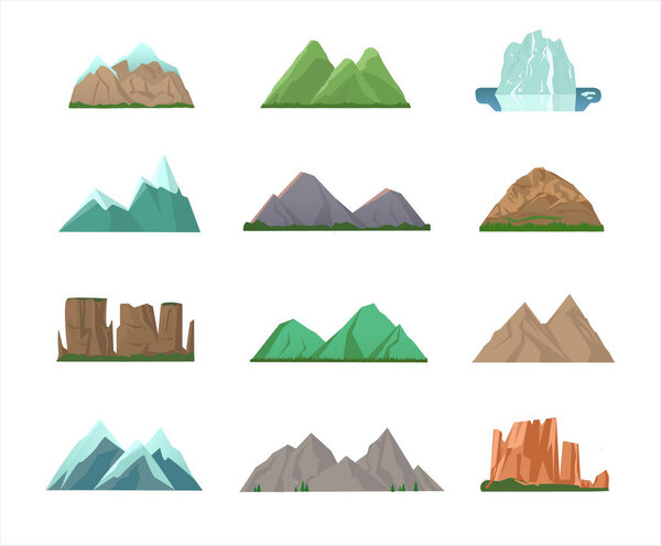 Set of colorful mountain peaks