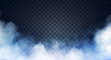 White fog or smoke on dark copy space background. Vector