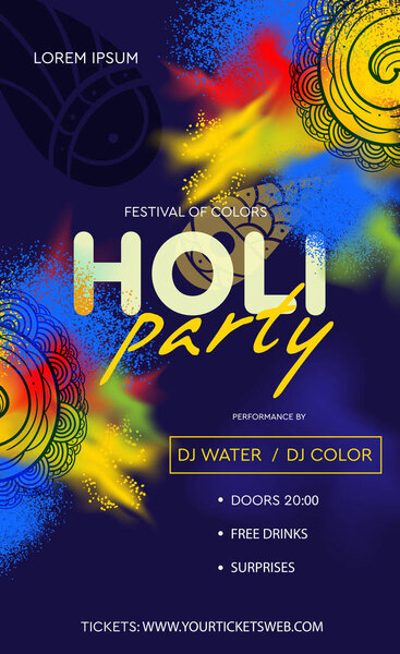 Colorful design for a Holi Party poster