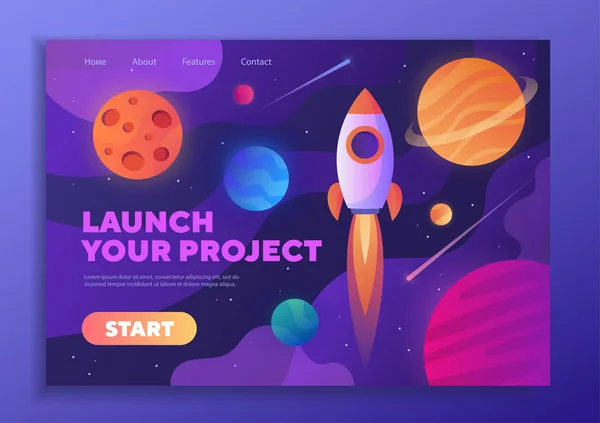 Colorful web template - Launch Your Project — Stock Vector