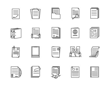 Large set of document icons with different layouts
