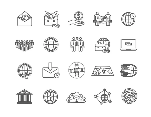 Ampia serie di icone di Global Business — Vettoriale Stock