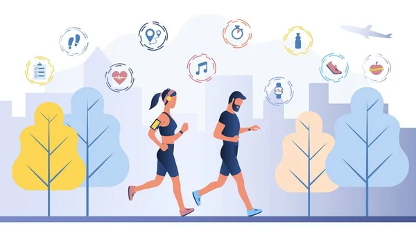 İki koşucuyla akıllı egzersiz konsepti