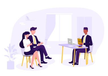 Lawyer discussing with clients