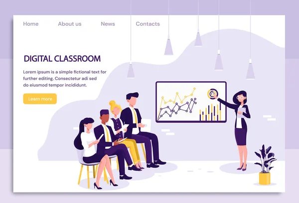 Group of businesspeople in a digital classroom — Διανυσματικό Αρχείο