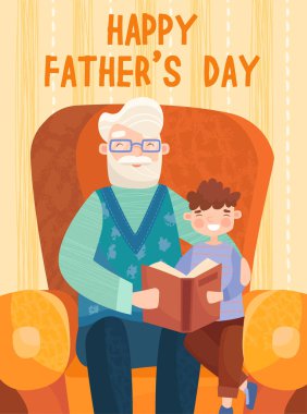 Grandson with his grandfather postcard concept