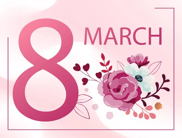 8 Março Womans Cartão de Dia ou design de cartaz — Vetor de Stock