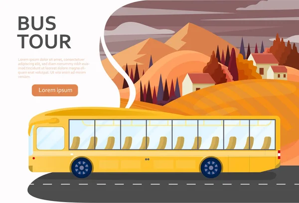 Путешествие на автобусе плакат тура — стоковый вектор