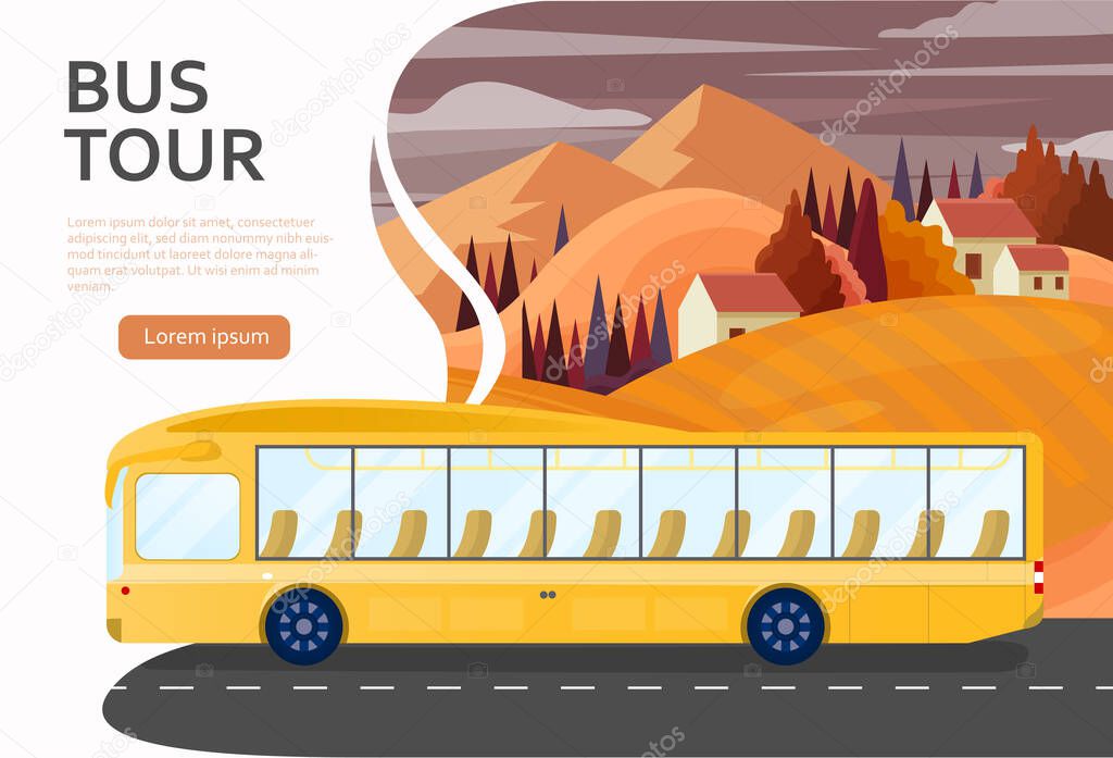 Travel by bus tour poster