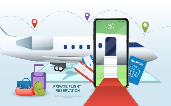 Privat flygning online registreringskoncept — Stock vektor