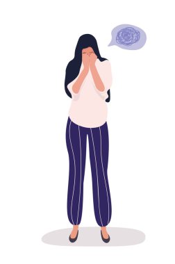 Image of sad woman crying on her problems clipart