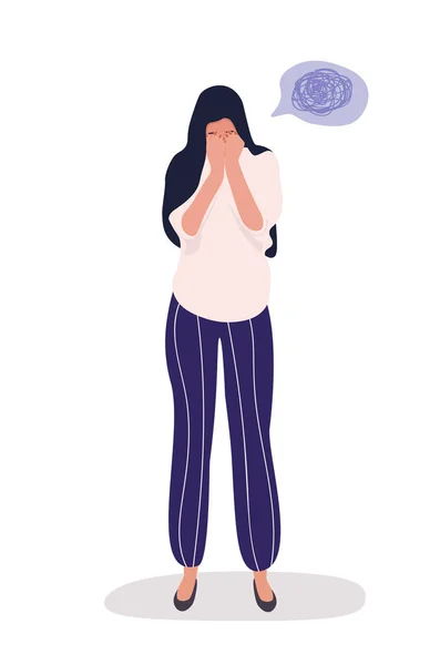 Image of sad woman crying on her problems — Stock Vector