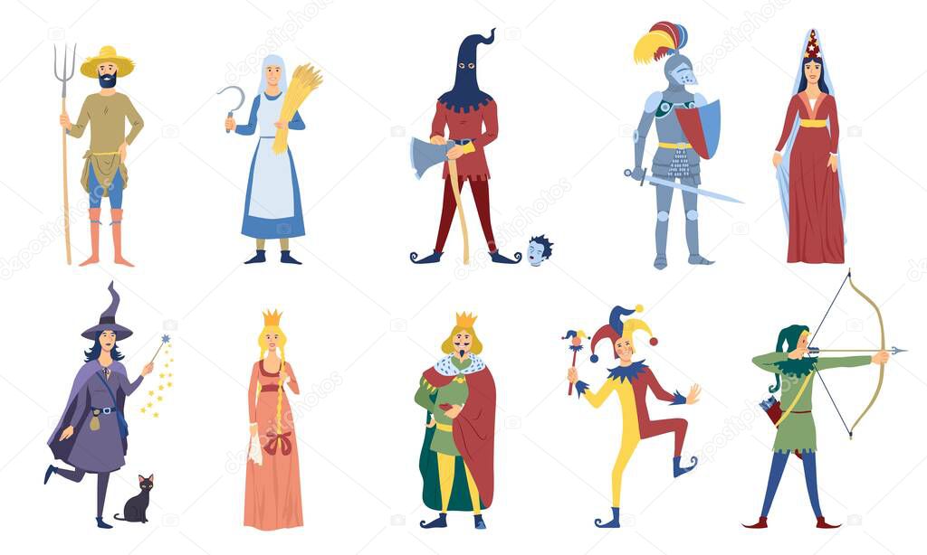 Set of vector medieval characters