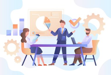 Takım lideri ya da iş adamı sunum yapıyor