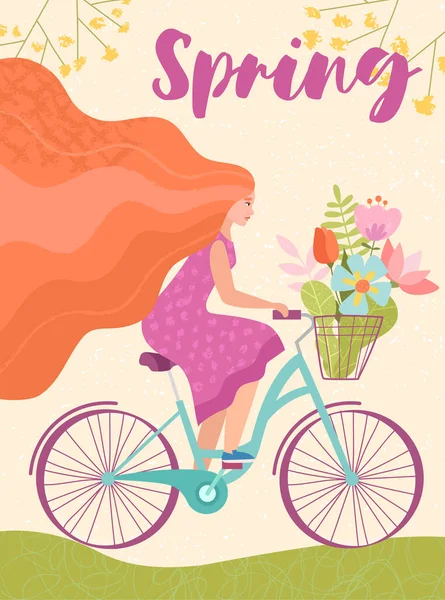 Pretty stylised floral spring greeting card design — Stock Vector