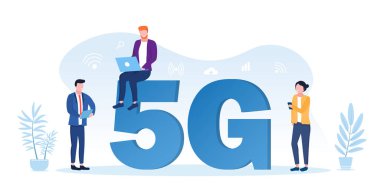 Cihazlar üzerinde insanların bulunduğu 5g ağ kavramı