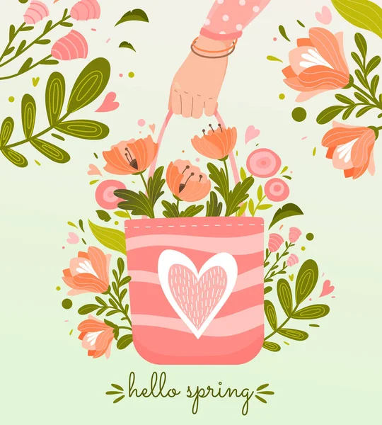 Hello Spring poster or greeting card design — Stock Vector