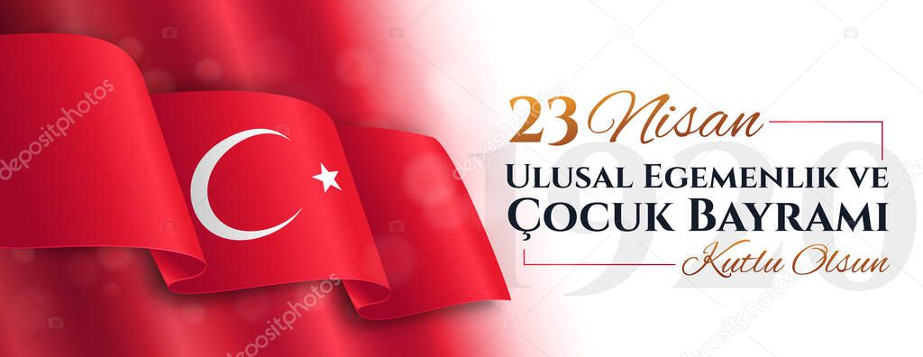 Panorama banner for 23 Nisan with Turkish flag