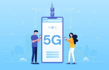 5G kablosuz ağ teknolojisi kavramı. Vektör