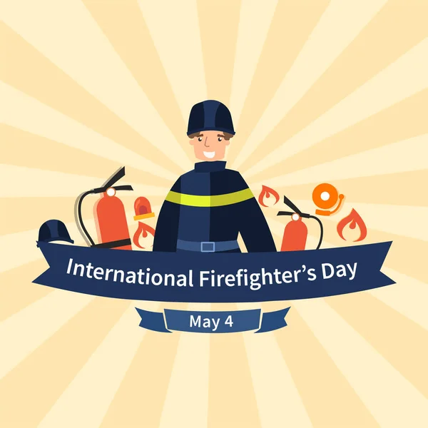 Día Internacional del Bombero el 4 de mayo — Vector de stock