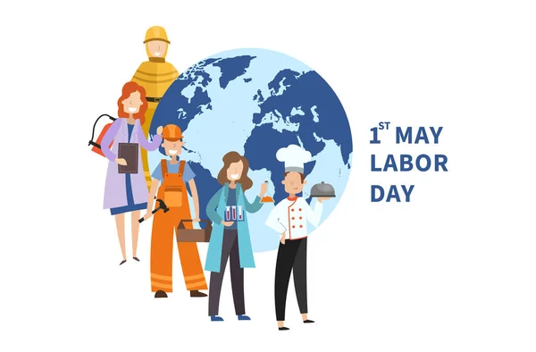 1 de maio Projeto de cartaz do Dia do Trabalho — Vetor de Stock
