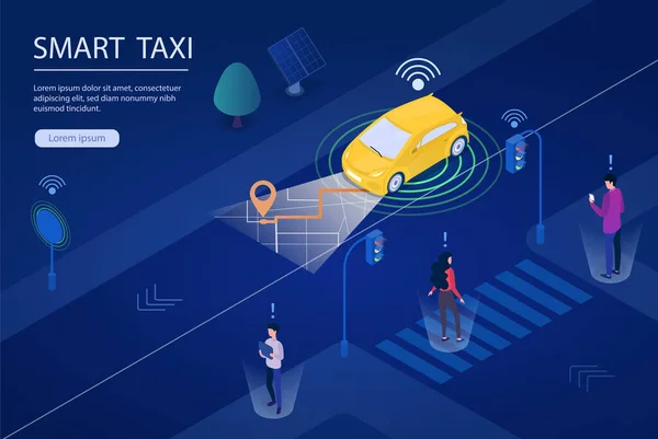 Koncepční ilustrace futuristického chytrého taxi — Stockový vektor