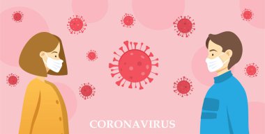 Maske takan iki kişi sosyal mesafeyi koruyor.