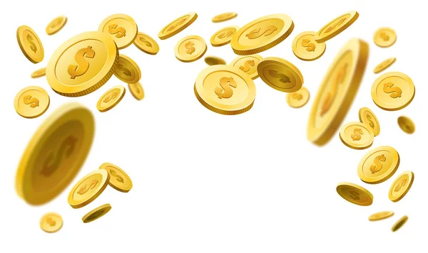 Panorama quadro de moedas de ouro flutuantes — Vetor de Stock