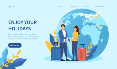 Kafkasyalı bir çiftle seyahat konsepti