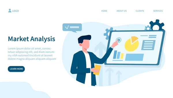 市場分析のウェブページテンプレート — ストックベクタ