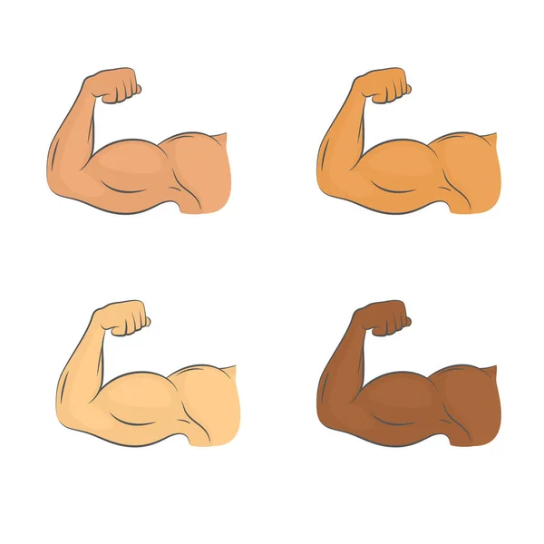 Set of flexed biceps colored icons — Stock Vector