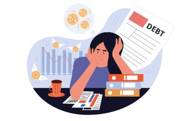İş kadını borçlarını incelerken endişeli