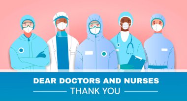 Thank You tribute or card to doctors and nurses clipart