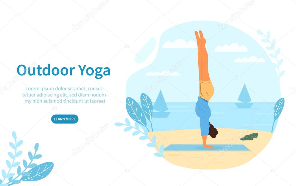 Outdoor yoga concept at the seaside