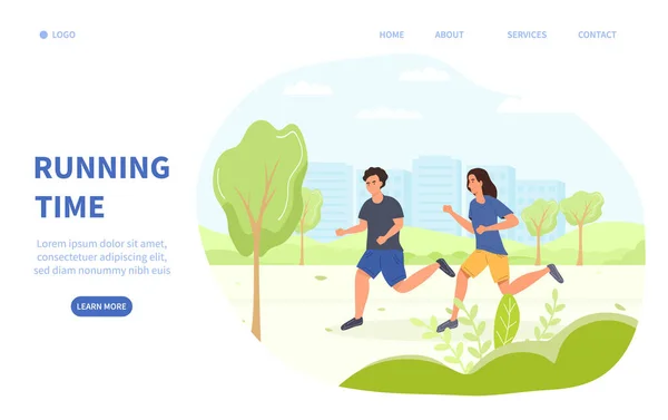 Joggen of hardlopen Tijd gezondheid en fitness concept — Stockvector