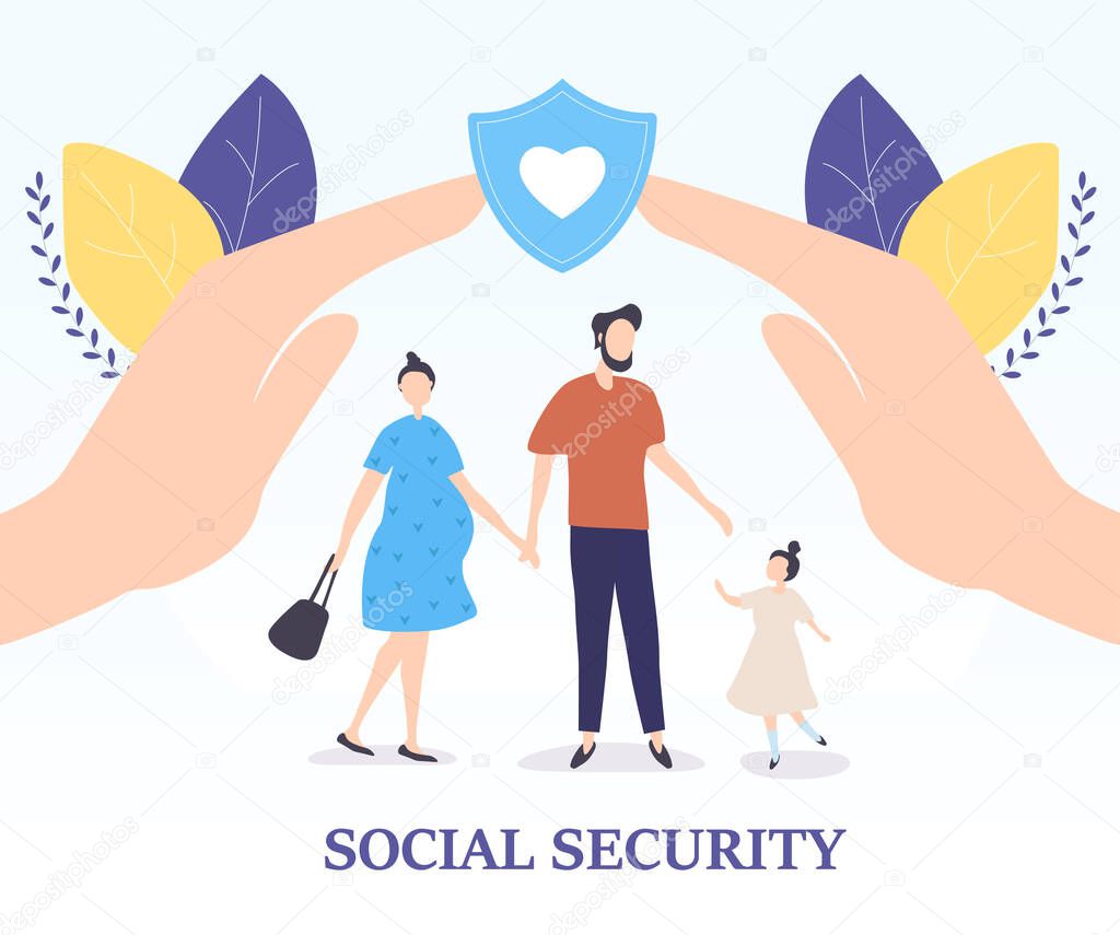 Social Security for a young family concept
