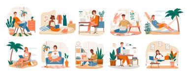 Çalışan insanları gösteren Serbest Karakter kümesi