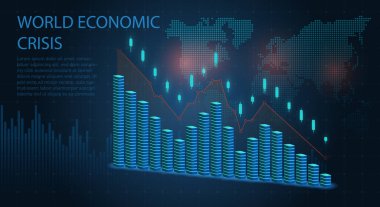 Ekonomik kriz bozuk paralar ve elektronik grafikler yığıldı
