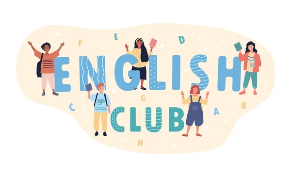 Englisches Club-Plakatdesign in einem Panorama-Banner — Stockvektor