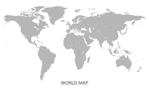 Modèle de carte du monde en gris sur blanc — Image vectorielle