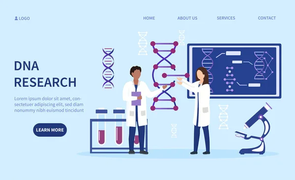 İki çok ırklı genetikçi DNA araştırması yapıyor. — Stok Vektör