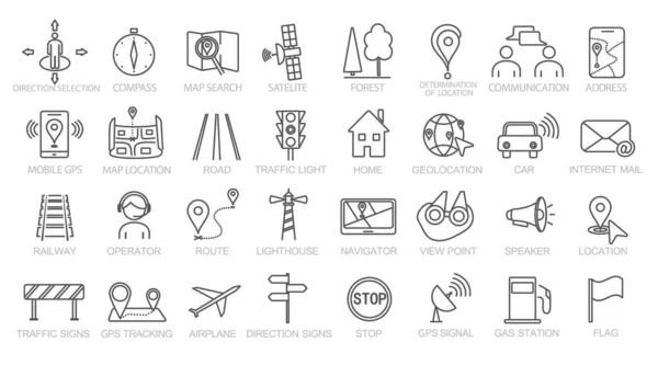 Conjunto de navegación, ubicación, transporte, iconos GPS — Archivo Imágenes Vectoriales
