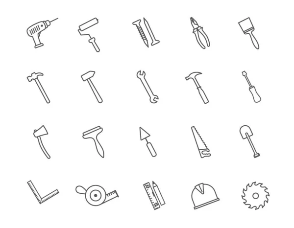 Grand ensemble d'icônes de matériel ou d'outils à main — Image vectorielle