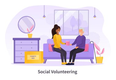 Social Volunteering concept for the elderly clipart