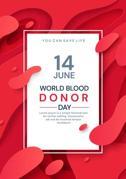Красочный дизайн плаката ко Дню донора крови 14 июня — стоковый вектор