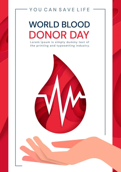 World Blood Donor Day poster with heartbeat — Stock Vector
