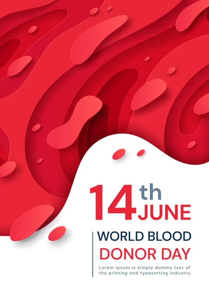 14th June Blood Donor Day red poster design — Stock Vector