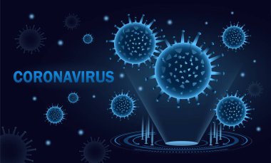 Mavi tonlarda Coronavirus hologram tasarımı