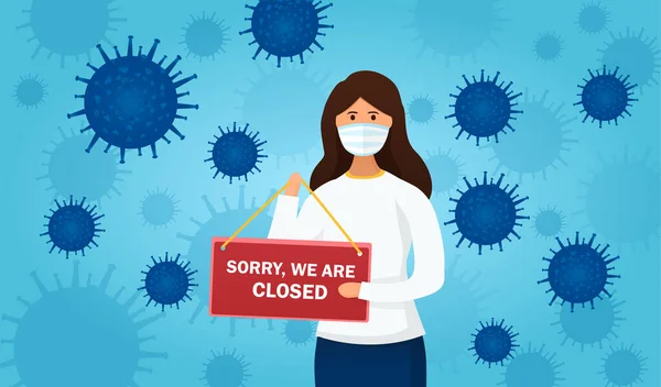 Conceito de coronavírus de uma empresa fechada —  Vetores de Stock