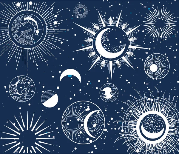 Astrologischer Hintergrund der Mondphasen — Stockvektor